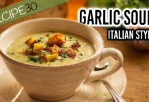 Garlic Soup Italian style with crispy croutons