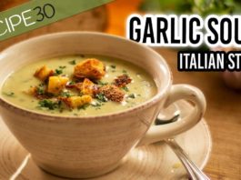 Garlic Soup Italian style with crispy croutons