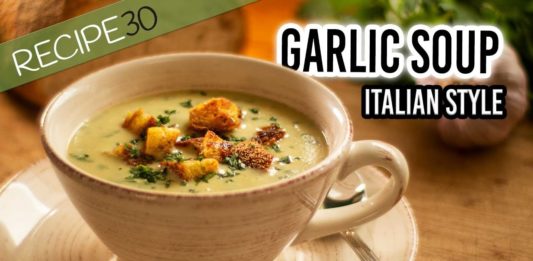 Garlic Soup Italian style with crispy croutons