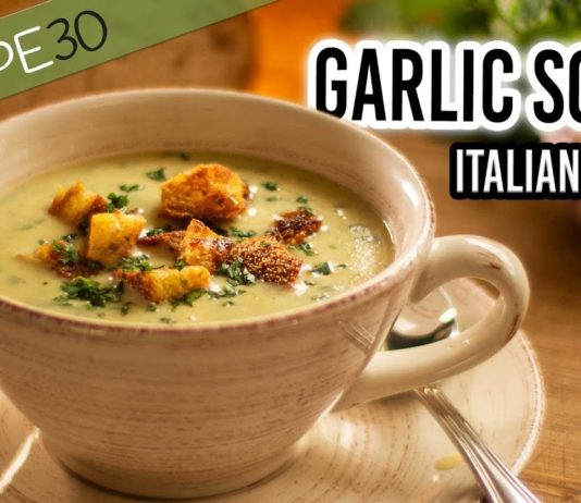 Garlic Soup Italian style with crispy croutons