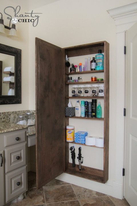 Small Bathroom Storage Ideas - hidden shelves