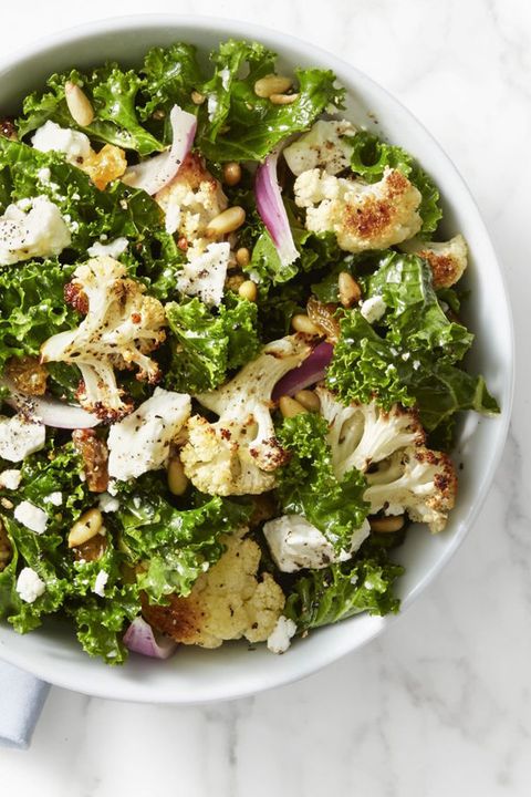 healthy fall recipes   kale and roasted cauliflower salad
