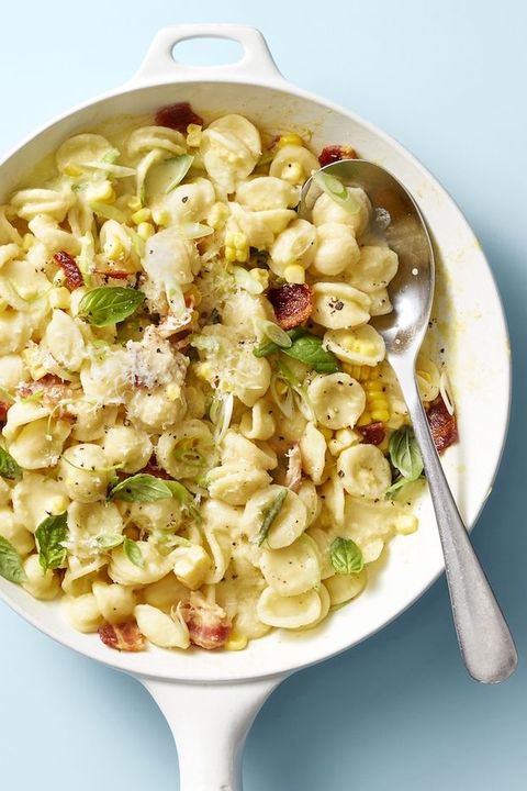 kids dinner ideas  creamy corn pasta with bacon and scallions