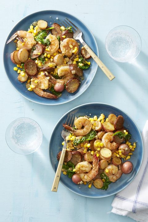 kids dinner ideas  shrimp boil with sausage and spinach