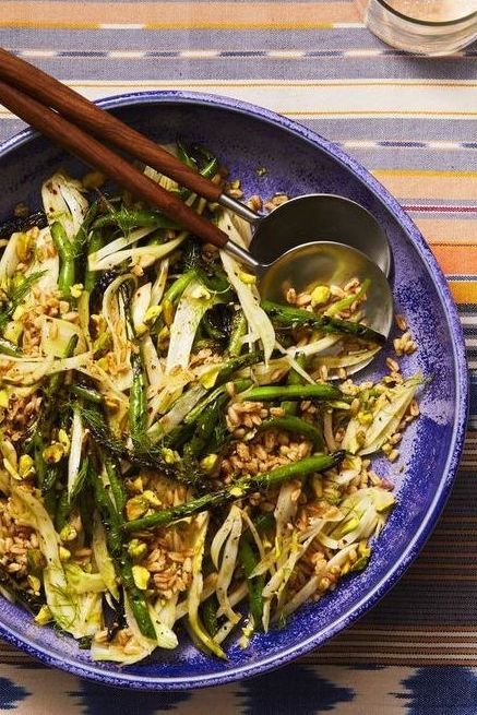 bbq side dishes   grilled green beans, fennel, and farro