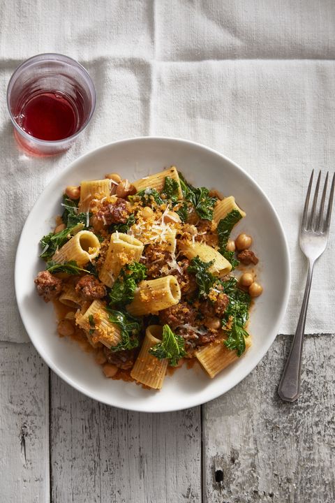 chickpea and kale rigatoni with smoky bread crumbs   valentine's day dinner ideas