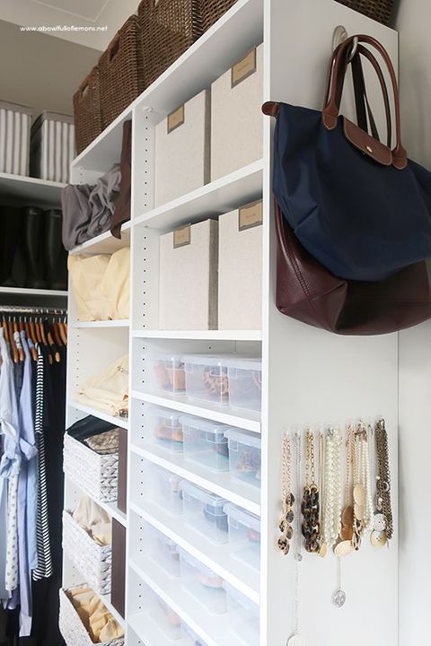 closet organization ideas - jewelry bags