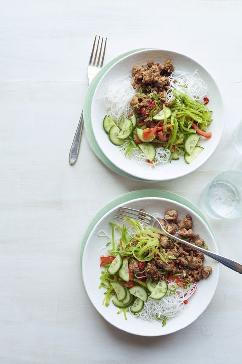 ground turkey recipes  gingery asian noodle salad with turkey and cucumbers