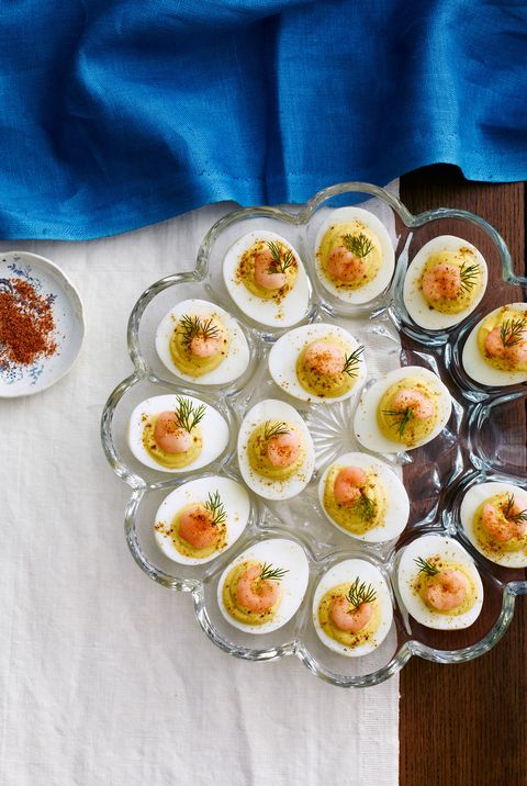 deviled eggs with old bay shrimp   4th of july appetizers