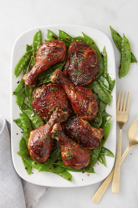 kids dinner ideas  sweet  sticky chicken with snow peas