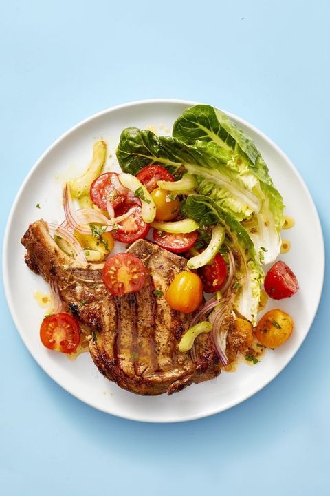 pork chops with bloody mary tomato salad recipe