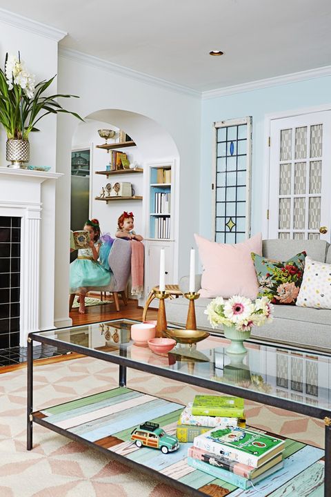 Use old wood planks or barn board from a salvage shop to add a bonus shelf to the base of a coffee table. Original details, like weathered paint, offer extra character!