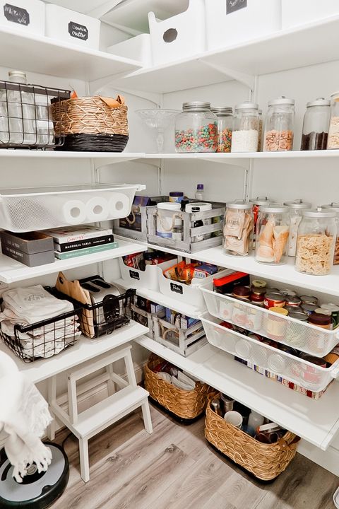 pantry organization ideas - white shelves